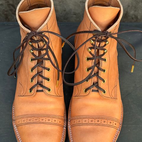 View photo of M.F. Boot Co Service Boot in Sepici Tumbled Waxed Natural Veg Tan