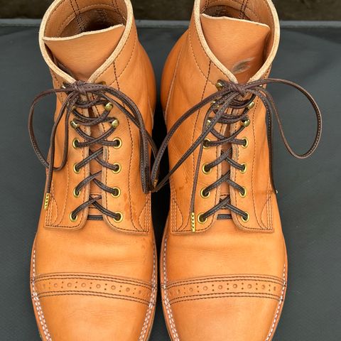 View photo of M.F. Boot Co Service Boot in Sepici Tumbled Waxed Natural Veg Tan