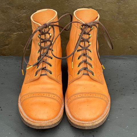 View photo of M.F. Boot Co Service Boot in Sepici Tumbled Waxed Natural Veg Tan