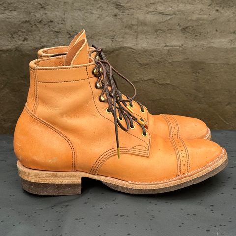 View photo of M.F. Boot Co Service Boot in Sepici Tumbled Waxed Natural Veg Tan