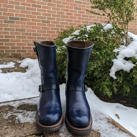 View photo of Motor Engineer Boots in Horween Natural Chromexcel