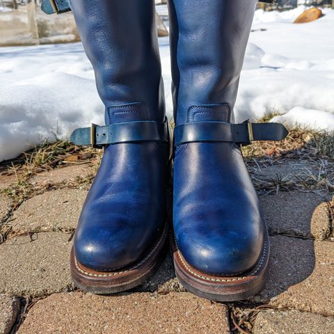 View photo of Motor Engineer Boots in Horween Natural Chromexcel