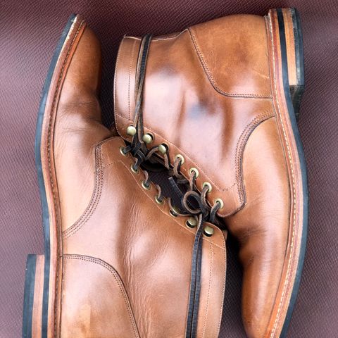 View photo of Grant Stone Diesel Boot in Horween Dune Chromexcel