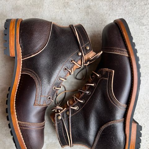 View photo of Truman Cap Toe Boot in Horween Java Waxed Flesh