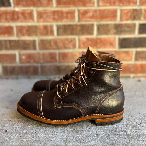 View photo of Truman Cap Toe Boot in Horween Java Waxed Flesh