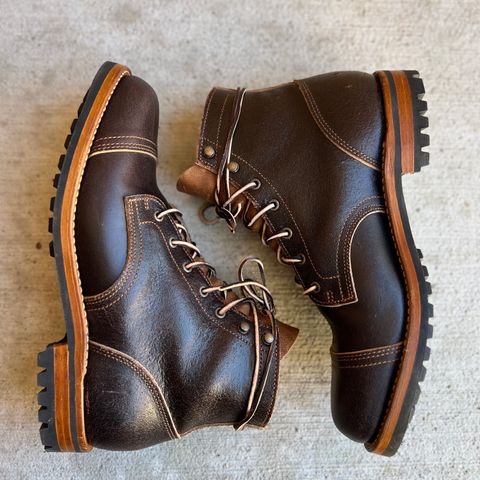 View photo of Truman Cap Toe Boot in Horween Java Waxed Flesh