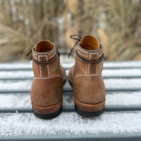 View photo of Santalum Milestone Service Boot in Conceria Cloe Crust Shell Cordovan