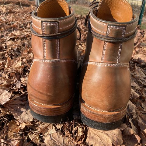 View photo of Santalum Milestone Service Boot in Conceria Cloe Crust Shell Cordovan