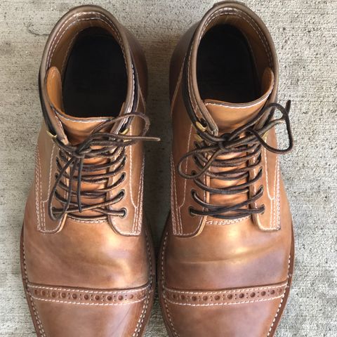 View photo of Santalum Milestone Service Boot in Conceria Cloe Crust Shell Cordovan