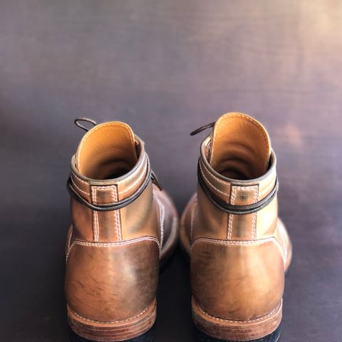 View photo of Santalum Milestone Service Boot in Conceria Cloe Crust Shell Cordovan