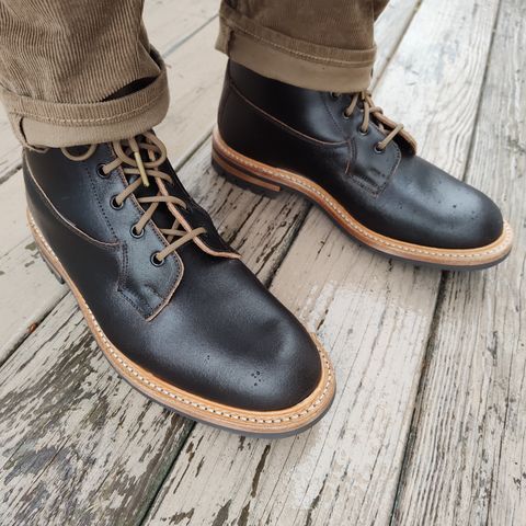 Tricker's Burford Plain Derby Boot in Horween Java Waxed Flesh