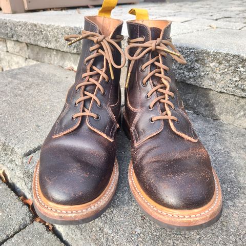 Tricker's Burford Plain Derby Boot in Horween Java Waxed Flesh