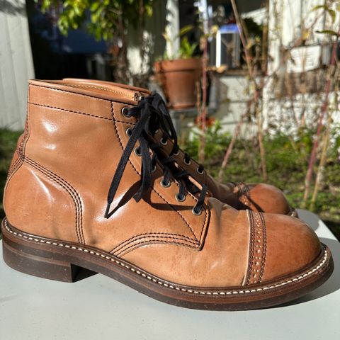John Lofgren Combat Boots in Shinki Natural Shell Cordovan