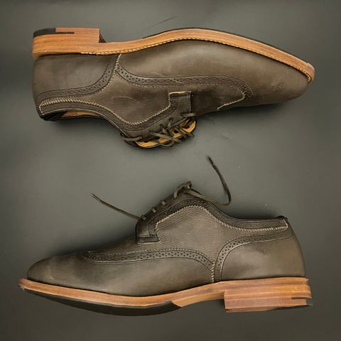 View photo of Viberg Brogue Shoe in Dust Calf