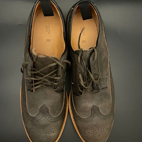 View photo of Viberg Brogue Shoe in Dust Calf