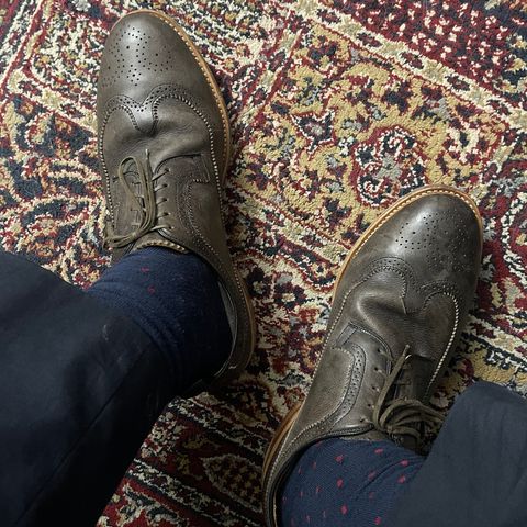 View photo of Viberg Brogue Shoe in Dust Calf