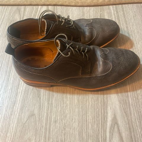 View photo of Viberg Brogue Shoe in Dust Calf