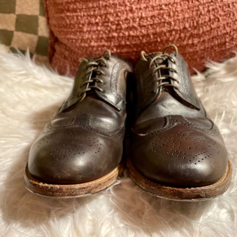 View photo of Viberg Brogue Shoe in Dust Calf