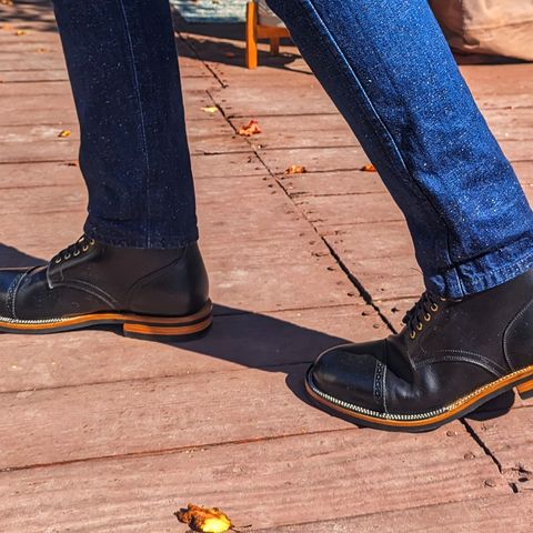 Christian Daniel Larry Lace Up Boot in LeFarc Black Albatros