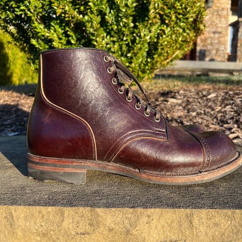 View photo of Viberg Service Boot in Shinki Dark Brown Oiled Horsebutt