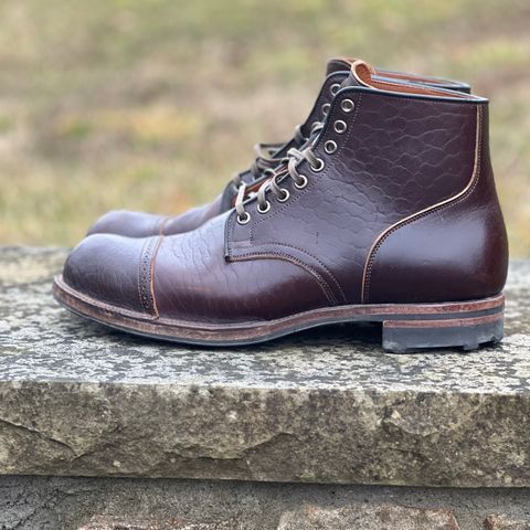 View photo of Viberg Service Boot in Shinki Dark Brown Oiled Horsebutt