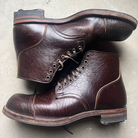 View photo of Viberg Service Boot in Shinki Dark Brown Oiled Horsebutt