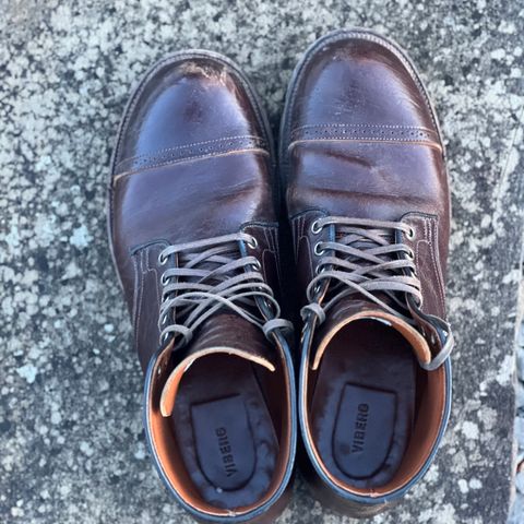 View photo of Viberg Service Boot in Shinki Dark Brown Oiled Horsebutt