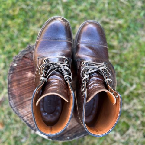 View photo of Viberg Service Boot in Shinki Dark Brown Oiled Horsebutt