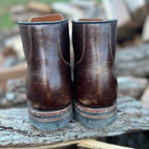 View photo of Viberg Service Boot in Shinki Dark Brown Oiled Horsebutt