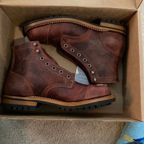 Truman Cap Toe Boot in C.F. Stead Russet Red Crazy Cow