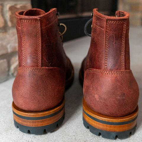 Truman Cap Toe Boot in C.F. Stead Russet Red Crazy Cow