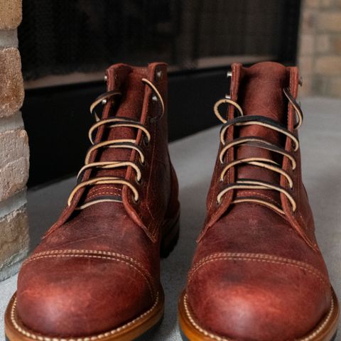 Truman Cap Toe Boot in C.F. Stead Russet Red Crazy Cow