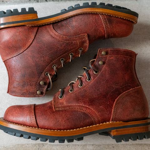 Truman Cap Toe Boot in C.F. Stead Russet Red Crazy Cow
