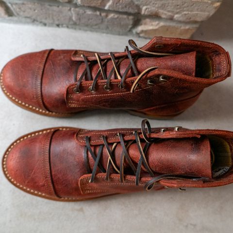 Truman Cap Toe Boot in C.F. Stead Russet Red Crazy Cow