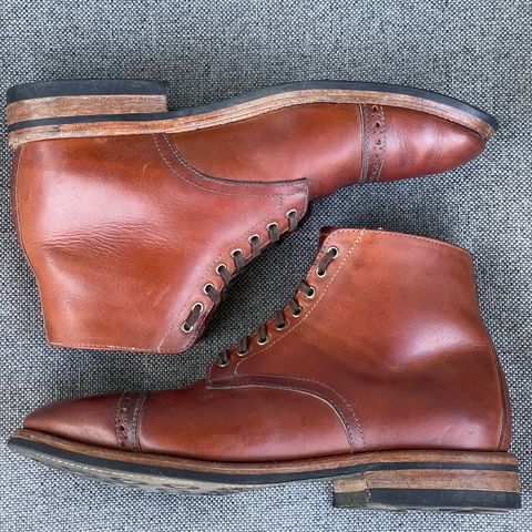 View photo of Oak Street Bootmakers Lakeshore Boot in Badalassi Carlo Cognac Pueblo Veg Crust