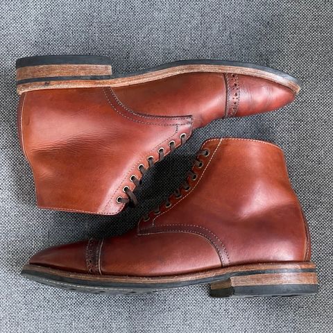 View photo of Oak Street Bootmakers Lakeshore Boot in Badalassi Carlo Cognac Pueblo Veg Crust