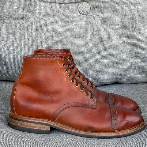 View photo of Oak Street Bootmakers Lakeshore Boot in Badalassi Carlo Cognac Pueblo Veg Crust