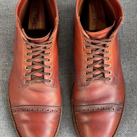 View photo of Oak Street Bootmakers Lakeshore Boot in Badalassi Carlo Cognac Pueblo Veg Crust