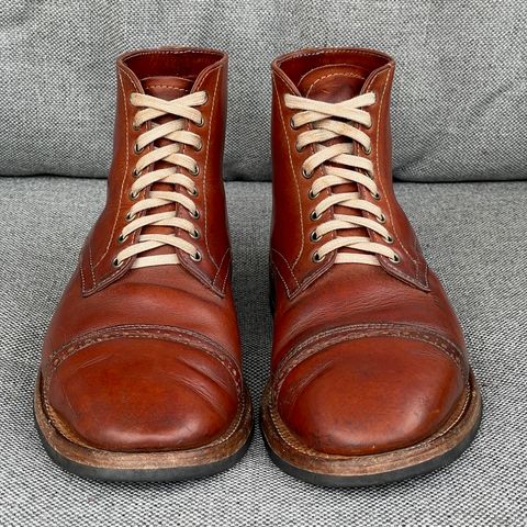 View photo of Oak Street Bootmakers Lakeshore Boot in Badalassi Carlo Cognac Pueblo Veg Crust