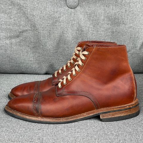 View photo of Oak Street Bootmakers Lakeshore Boot in Badalassi Carlo Cognac Pueblo Veg Crust