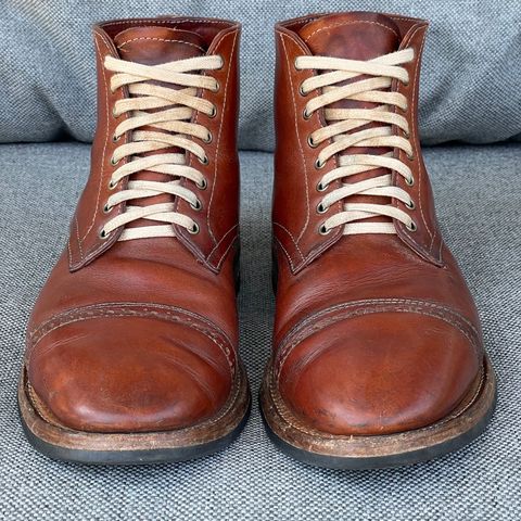 View photo of Oak Street Bootmakers Lakeshore Boot in Badalassi Carlo Cognac Pueblo Veg Crust