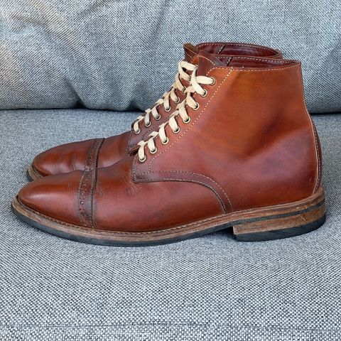 View photo of Oak Street Bootmakers Lakeshore Boot in Badalassi Carlo Cognac Pueblo Veg Crust