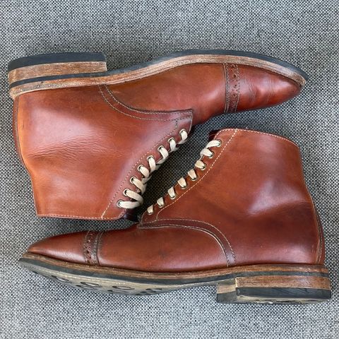 View photo of Oak Street Bootmakers Lakeshore Boot in Badalassi Carlo Cognac Pueblo Veg Crust