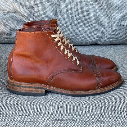 View photo of Oak Street Bootmakers Lakeshore Boot in Badalassi Carlo Cognac Pueblo Veg Crust