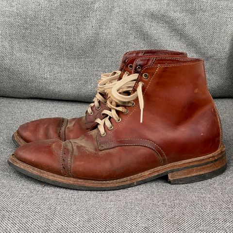 View photo of Oak Street Bootmakers Lakeshore Boot in Badalassi Carlo Cognac Pueblo Veg Crust