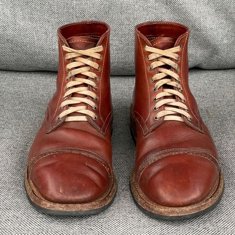 View photo of Oak Street Bootmakers Lakeshore Boot in Badalassi Carlo Cognac Pueblo Veg Crust