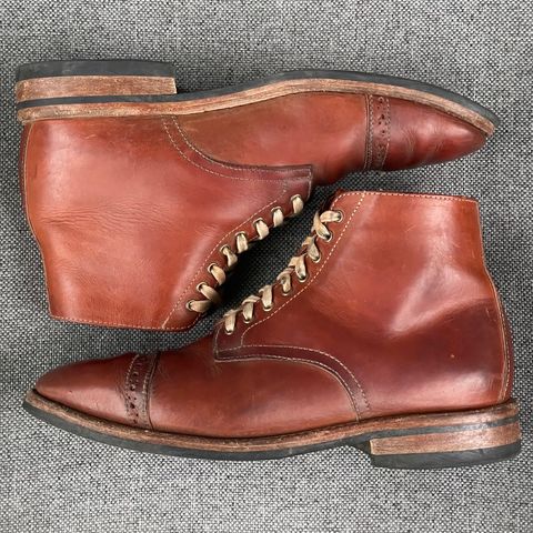 View photo of Oak Street Bootmakers Lakeshore Boot in Badalassi Carlo Cognac Pueblo Veg Crust