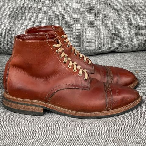 View photo of Oak Street Bootmakers Lakeshore Boot in Badalassi Carlo Cognac Pueblo Veg Crust