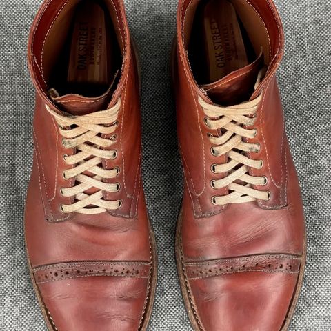 View photo of Oak Street Bootmakers Lakeshore Boot in Badalassi Carlo Cognac Pueblo Veg Crust