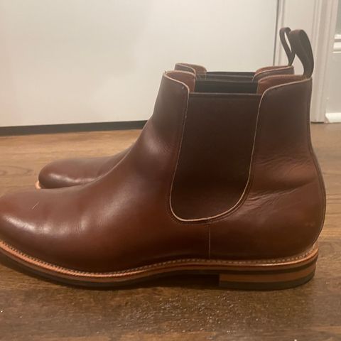 View photo of Grant Stone Chelsea Boot in Horween Crimson Chromexcel